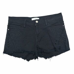 IRO Vilda Black Distressed Fringe-Hem Jean Shorts